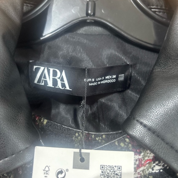 NWT Zara Women's Tweed Biker Style Blazer Jacket Small - Picture 4 of 10